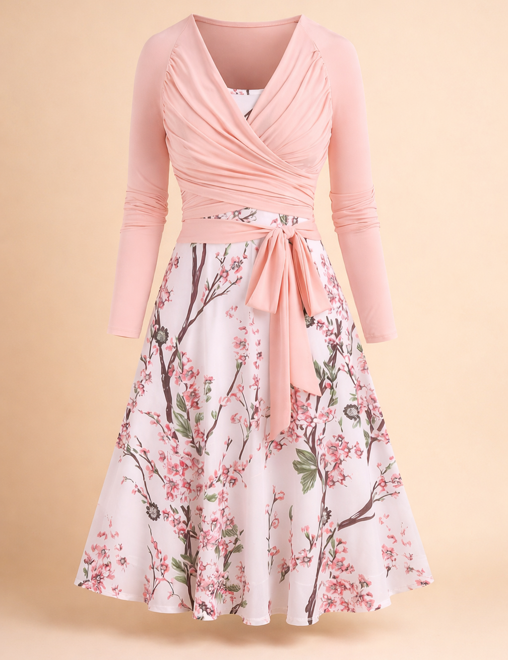 elegant-womens-outfit-set-wrap-top-flared-skirt-knee-length3.png