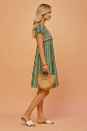 Josie | Stylowa i Zwiewna Sukienka Boho w Paski Mini