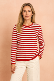 Stylowy sweter damski w kolorze czerwonym – odważny, elegancki i ponadczasowy.