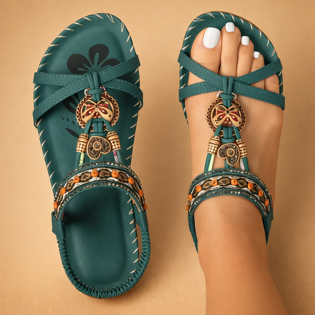 Cora | Damskie eleganckie sandały płaskie w stylu boho