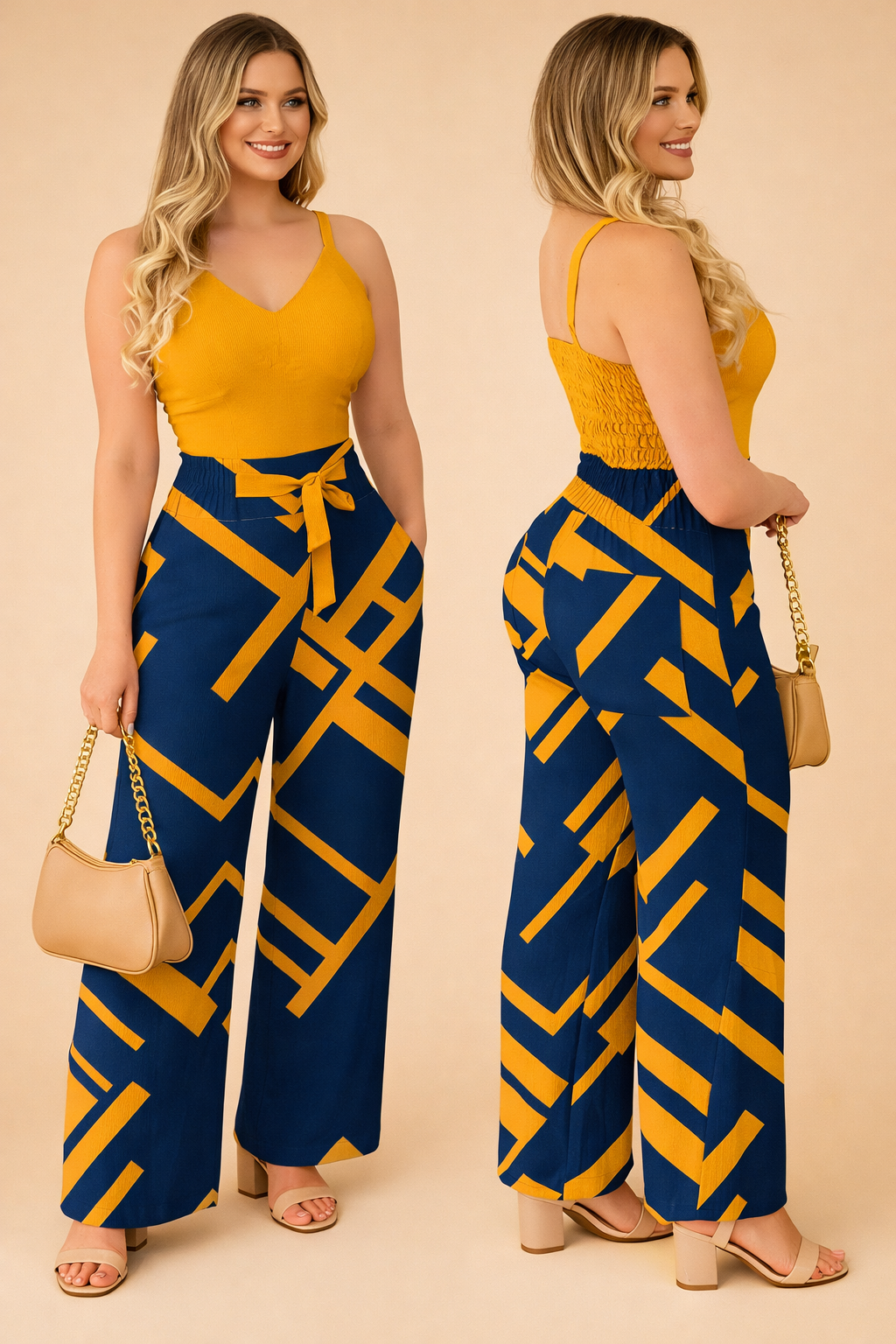 Oliwia | Elegancki Marszczony Komplet Jumpsuit