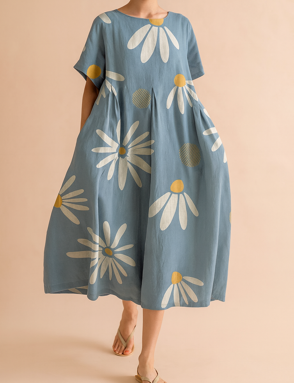 Jasnoniebieska sukienka ZYRA – stylowa, elegancka sukienka damska, przewiewna i komfortowa na lato.