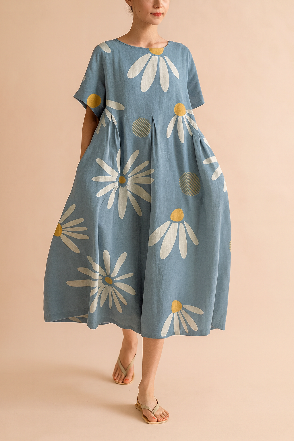 Jasnoniebieska sukienka ZYRA – stylowa, elegancka sukienka damska, przewiewna i komfortowa na lato.